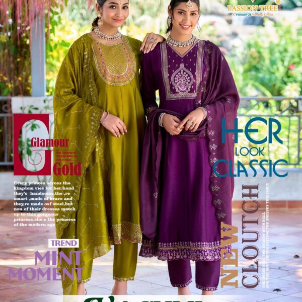 KASHVI VOL-3 Anarkali Kurti Set Passion Tree Vichitra Silk Collection
