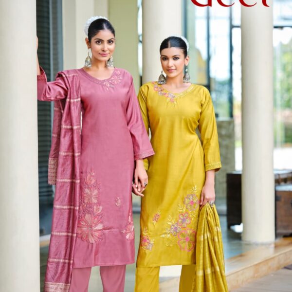 GEET 3PC Fancy Embroidered Collection  OSSM Premium Roman Silk