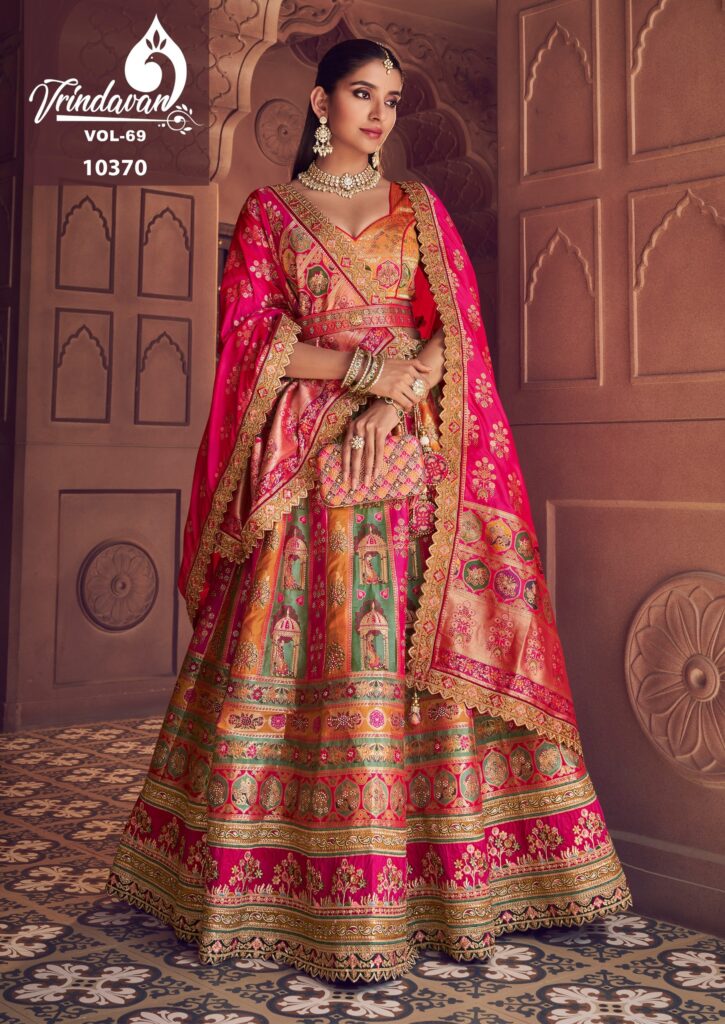 Premium Banarasi Silk Lehenga with Zari Weaving & Swarovski Work