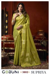 Supriya series 3602 premium tissue saree in elegant pastel shade with allover butta.