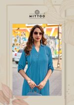 Lifestyle shot of MITTOO Estilla Premium Rayon Linen set for smart casual look.