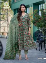 Printed Cotton Anarkali Suit with Embroidery Design