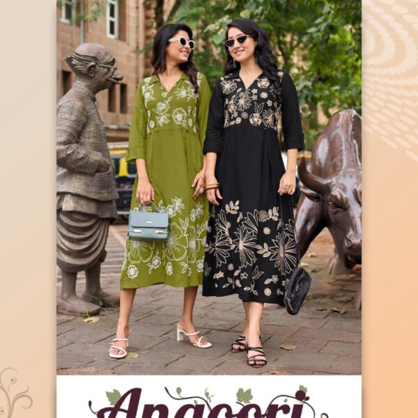 Angoori Design 6 by MITTOO Premium Heavy Rayon Thread Work Kurti (Wholesale Collection)