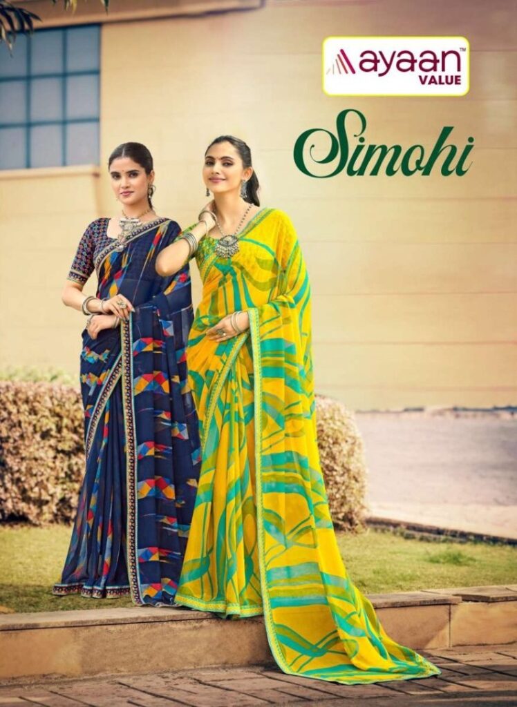 Aayan Value SIMOHI Georgette Print Saree Collection Series 11205 to 11216 Wholesale Saree Supplier India
