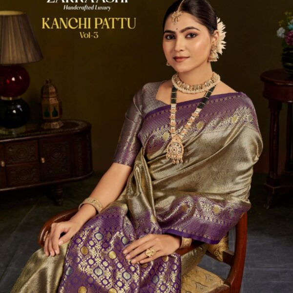 Zarkaashi Kanchi Pattu Vol-3 Premium Banarasi Katan Silk Saree