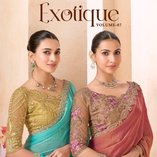 Wholesale embroidered saree set Exotique Vol-07 Surat