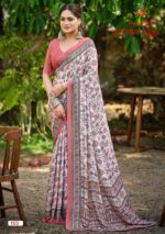 Butter silk look saree with soft satin chiffon drape
