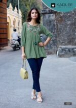 Kadlee Crystal Vol 2 design 6 rayon wrinkle top full length ethnic wear image