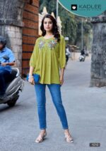 Thread work detailing Kadlee Crystal Vol 2 design 6 ladies top HD image