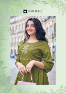 Back view of KADLEE Fashion Queen design 6 rayon kurti for wholesale