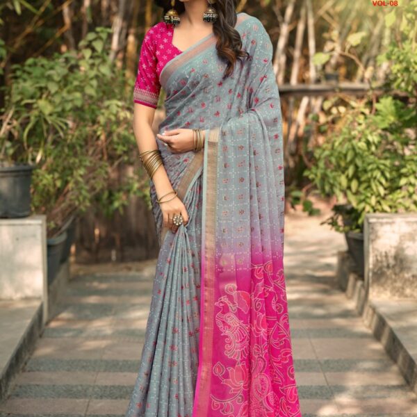 Viscose bright moss foil fabric saree texture closeup image