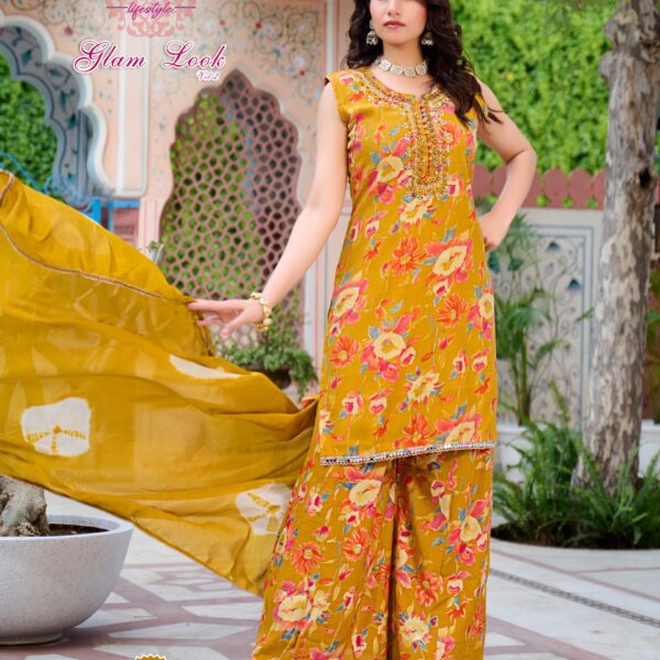 Glam Look Vol-2 Designer Kurti Plazo with Cotton Inner Full Set