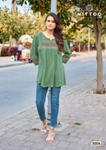 MITTOO Emlee Design 6 kurti size chart S to 3XL
