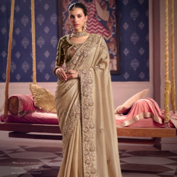 Sulakshmi Tarang Premium Viscose Zari Tissue Saree with Heavy Bead Work