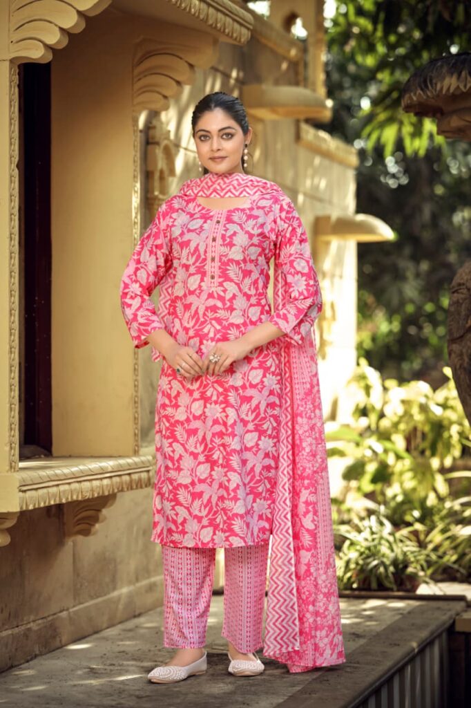 Tips & Tops cotton print 3 piece suit set vol 11 design 1