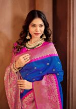Zarkaashi Sharini Vol 4 saree with all over zari butti weaving and traditional Banarasi border design