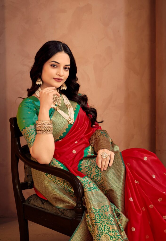 Zari weaving butti Banarasi saree Zarkaashi Sharini Vol 4 suitable for wedding and festive wear