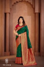 Banarasi Katan silk saree from Zarkaashi Sharini Vol 4 with all over butti weaving design