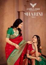 Zarkaashi Sharini Vol 4 Banarasi Katan Silk saree with zari weaving butti and big border