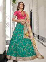 Designer art silk lehenga with embroidered blouse design