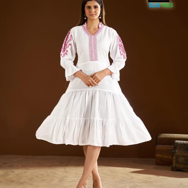 Latest Blue Hulls ANNA embroidered rayon kurti collection for daily and office wear