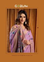 Designer modal saree with brocade blouse for ethnic fashion stores