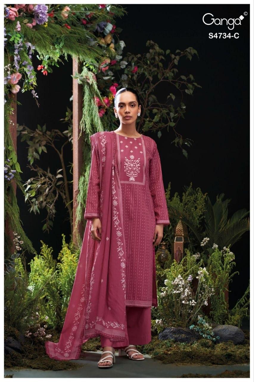 Ganga Jivanshi 4734 Crochet Lace Border Sleeves Closeup Ganga Jivanshi 4734 crochet lace border sleeves premium cotton suit