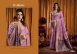 Indian ethnic wear saree featuring mina work and decorative jhallar border