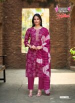 Designer straight cut kurti set with premium Vertican foil print fabric