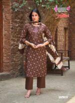 Women embroidered kurti with Chanderi tie dye dupatta wholesale collection