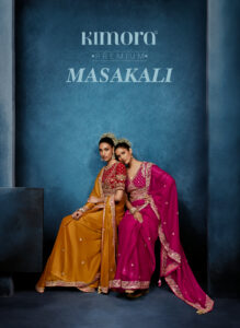 Kimora soft fancy fabric saree flowing drape party wear look