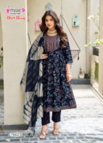 Stylish black foil print kurti set