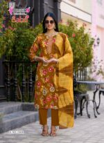 Fashionable straight cut ethnic suit with Chanderi tie dye dupatta