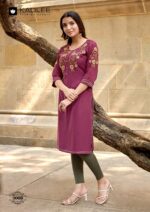 Stylish ethnic wear kurti with thread work crafted in premium heavy rayon fabric