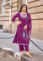 Latest MITTOO Aarzoo ethnic suit collection with thread work detailing