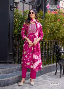 Trendy women's ethnic wear rayon suit set in Sabri Vol 15 catalogue