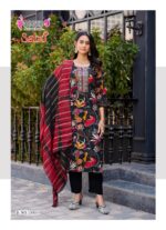 Heavy rayon foil print kurti with elegant front embroidery design