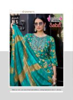 Designer heavy rayon straight cut suit with Chanderi tie dye dupatta