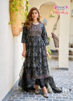 Premium black rayon foil print ethnic wear for women