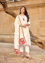 Designer muslin suit set with hand embroidery work