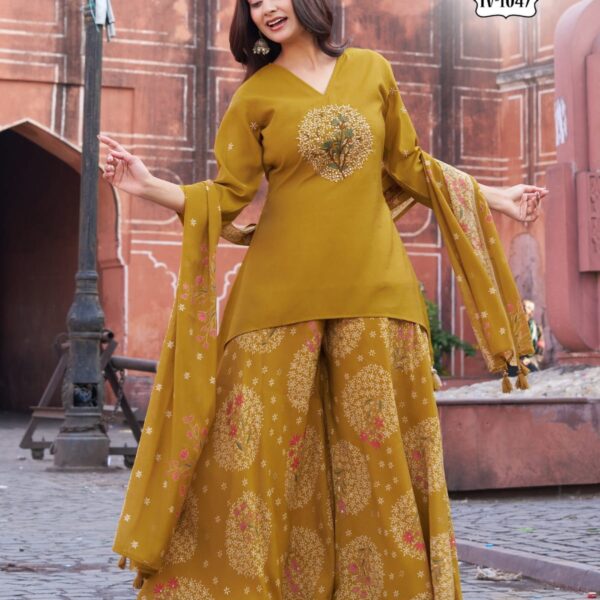 MITTOO NX IV-1047 & IV-1048 Roman Silk Thread Mirror Work Kurti Set Combo