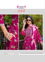 Women's embroidered rayon kurti and pant set from Sabri Vol 15 collection