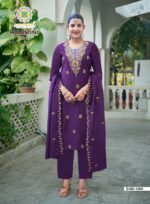 Designer Roman Silk kurti set featuring fancy embroidery work from Kaamini Vol-1.