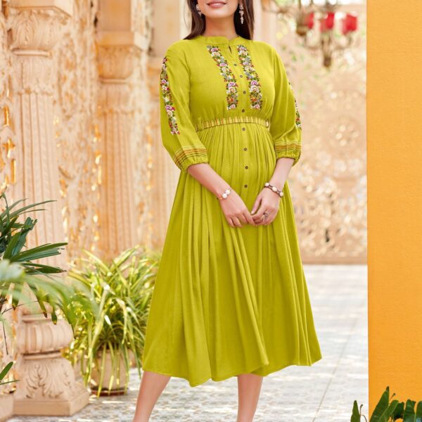KADLEE Ashmin Vol 2 Designer Wrinkle Rayon Kurti with Thread & Hand Work – Design 4