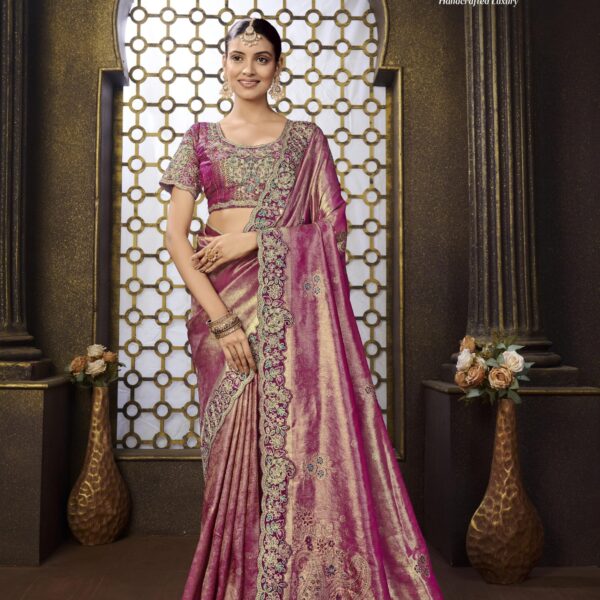 Zarkaashi RajMata Banarasi Tissue Jacquard Silk Saree with Swarovski Handwork | Wholesale Collection