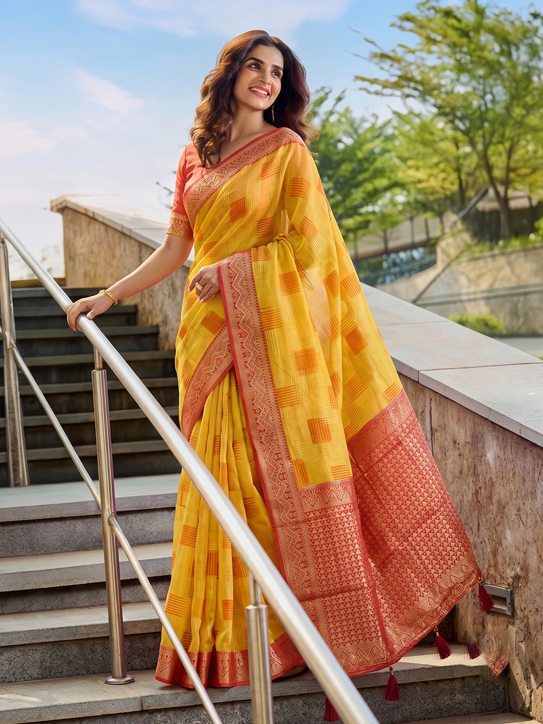 ASOPALAV Linen Cotton Saree Design 1005 The Om Dresses ASOPALAV Linen Cotton Saree Design 1005 The Om Dresses