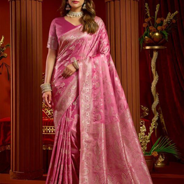Gobuni Sumona Premium Satin Silk Saree with Swarovski Work & Fancy Border