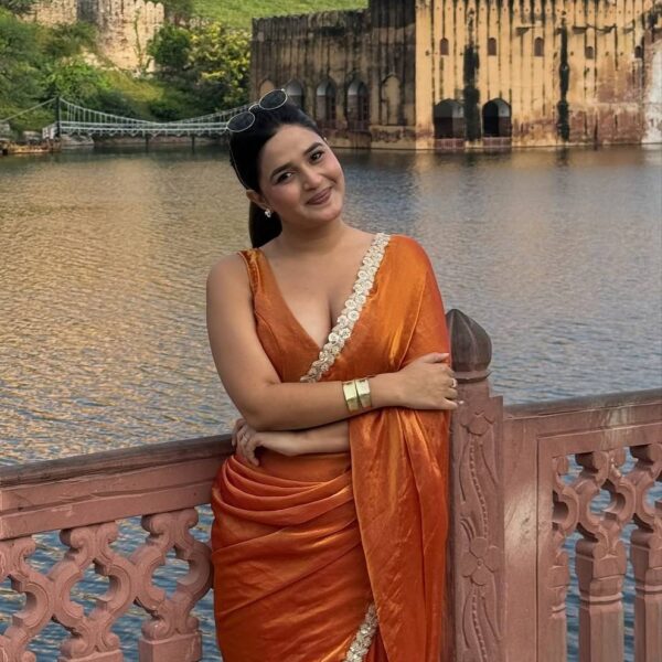 Raal Silk Two Tone Space Silk Embroidered Saree