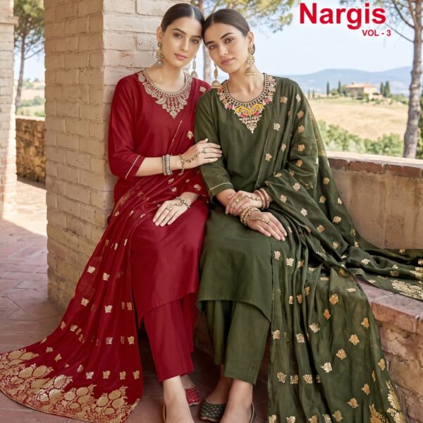 OSSM NARGIS VOL 03 Fancy 3 Piece Roman Silk Suit