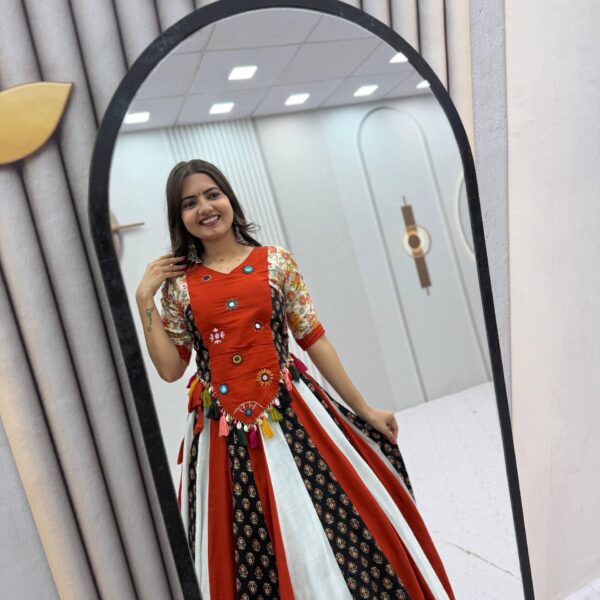 Raal Silk PC-587 Navratri Special Pure Cotton Kediyu Lehenga | Hand Work | Fully Stitched Garba Wear